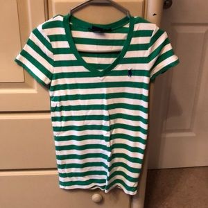 Green & white striped tee. Ralph Lauren